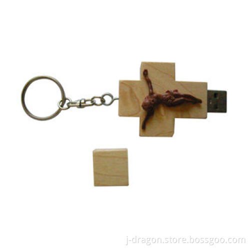 Wooden Cross Jesus USB Flash Drive Stick